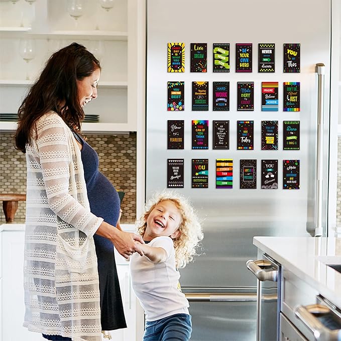 50 PCS Motivational Magnets, 25 Designs Inspirational Magnets Positive Affirmation Decals for Kids, Adults, Fridge (2' x 3.5')