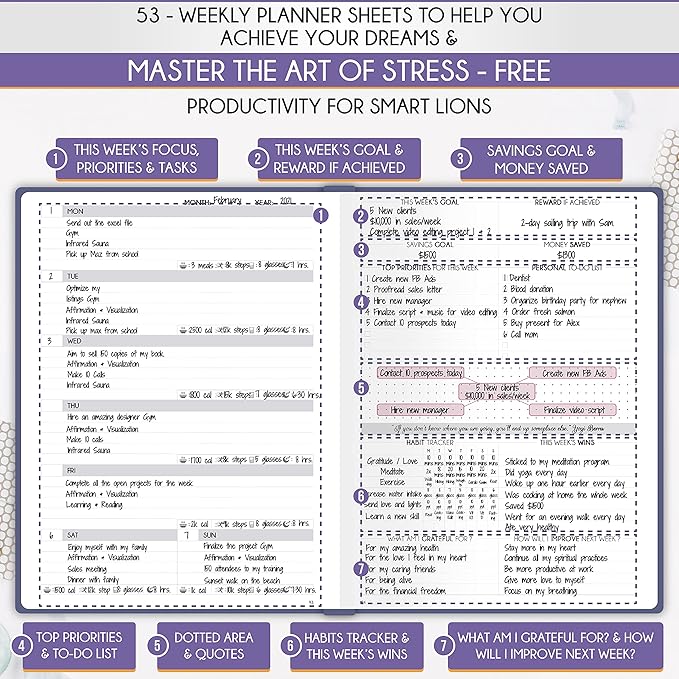 Journal for Men- Undated Daily, Weekly & Monthly Planner with Budget Section | A 12 Month Journey to Increase Productivity & Happiness | Life Organizer & Gratitude Journal - Horizontal Format