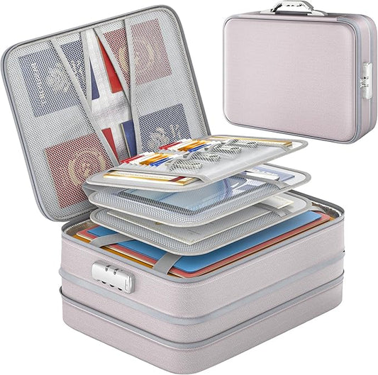 Nacial 5200℉ Fireproof Document Box with Lock, Expandable Document Organizer, Heat Insulated Fireproof Waterproof Box for File Storage, Portable Sturdy Handle for Important Documents Home Travel