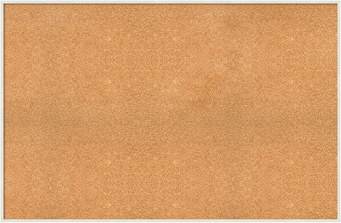 Amanti Art Natural Cork Board for Wall, 31x47 Vision Board with White Frame, Oversize Corkboard Office Decor for Home Organization, Modern Corkboard Pinboard to Display Items for Home Organization in