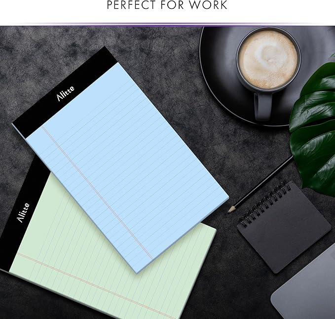 Colored Legal Notepads 5x8, Pack of 12- Perforated Narrow Ruled Writing Pad - Premium Thick Paper, No Ink Bleeding - Legal Pads For Home, Office, School, Business - 50 Sheets Per Notebook
