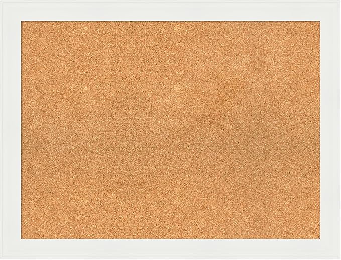 Amanti Art Natural Cork Board for Wall, 25x33 Vision Board with White Frame, Large Corkboard Office Decor for Home Organization, Casual Corkboard Pinboard to Display Items for Home Organization in
