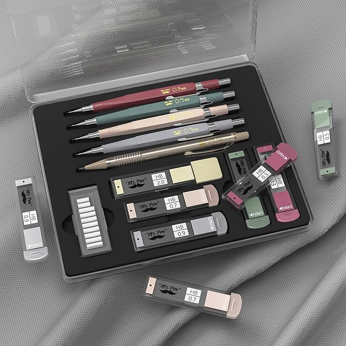 Mr. Pen- Mechanical Pencil Set with Leads and Eraser Refills, 5 Sizes - 0.3, 0.5, 0.7, 0.9 and 2 Millimeters, for Drafting, Drawing and Sketching, Back to School Supplies