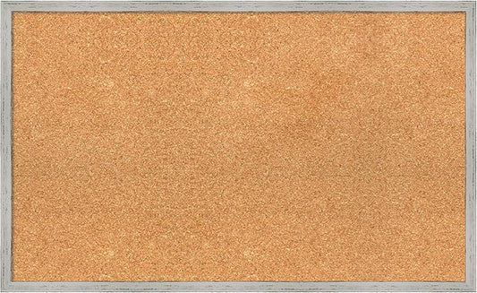 Amanti Art Natural Cork Board for Wall, 19x31 Vision Board with White Frame, Medium Corkboard Office Decor for Home Organization, Cottage Corkboard Pinboard to Display Items for Home Organization in