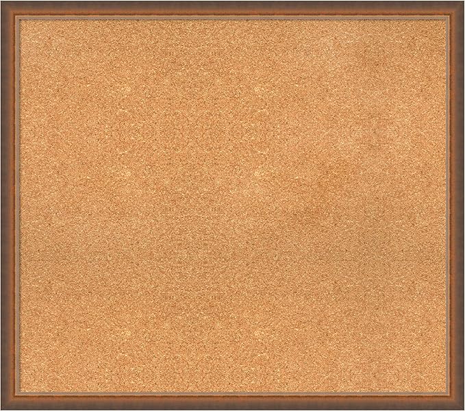 Amanti Art Natural Cork Board for Wall, 30x34 Vision Board with Bronze Frame, Large Corkboard Office Decor for Home Organization, Modern Corkboard Pinboard to Display Items for Home Organization in