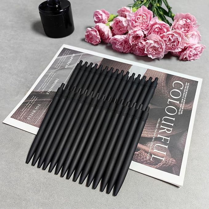 Aozora Pens Bulk 30 Pack Black Click Pens No Bleed Wholesale Retractable Ballpoint Pens Medium Point,Smooth Ink Pens for Journaling School Office Supplies 1.0MM Black Ink