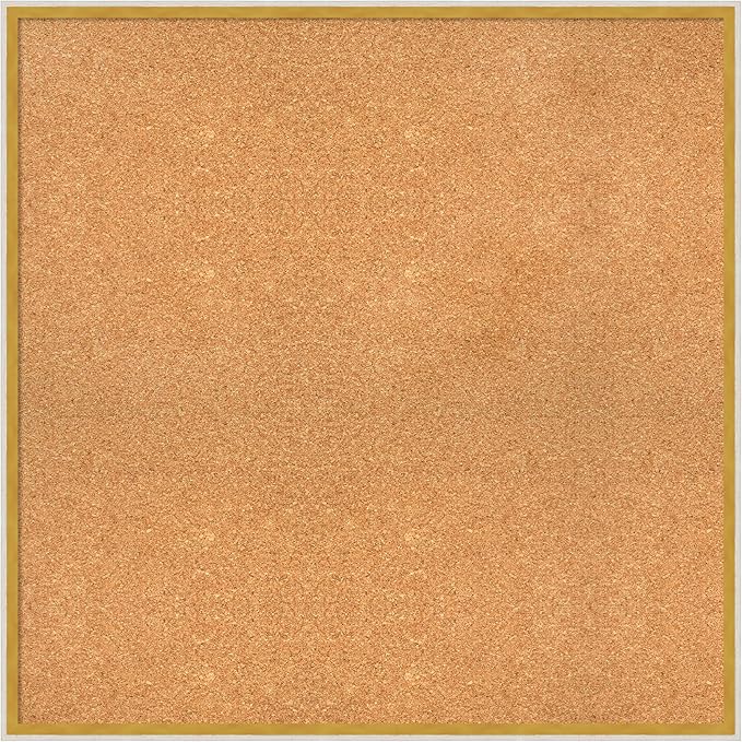 Amanti Art Natural Cork Board for Wall, 33x33 Vision Board with White Frame, Large Corkboard Office Decor for Home Organization, Modern Corkboard Pinboard to Display Items for Home Organization in