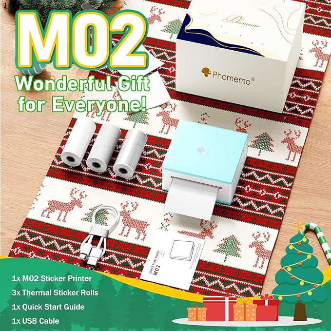 Phomemo Sticker Printer- Mini Sticker Printer Maker Machine, Mini Pocket Printers Instant Print for DIY Creation, Study Notes, Photos, Name Label, Portable Thermal Printers for Kids/Students/Teacher