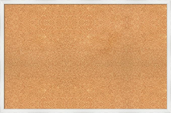 Amanti Art Natural Cork Board for Wall, 23x35 Vision Board with White Frame, Large Corkboard Office Decor for Home Organization, Country Rustic Corkboard Pinboard to Display Items for Home