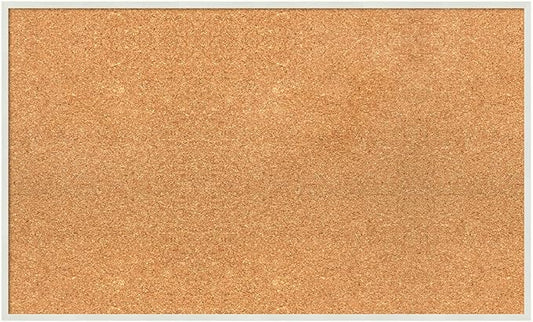 Amanti Art Natural Cork Board for Wall, 19x31 Vision Board with White Frame, Medium Corkboard Office Decor for Home Organization, Modern Corkboard Pinboard to Display Items for Home Organization in