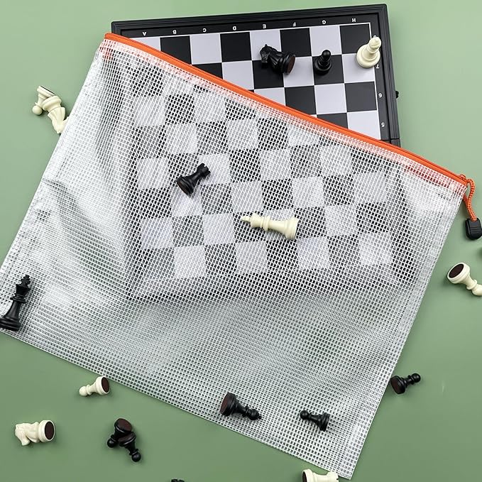 Oaimyy-8"x10"-18 Pcs-Plastic Mesh Zipper Pouch Document Folders Bag Zip File Bags for Office Supplies,Home,Travel Storages,Puzzle Board Games Storage-(Multicolor)