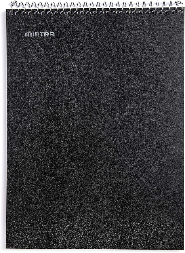 Mintra Office TOP BOUND Durable Spiral Notebooks (Black, Blue, Red, College Ruled 3pk)