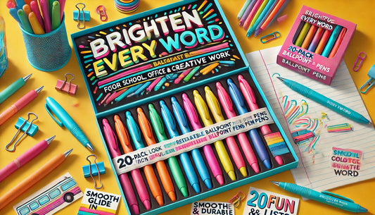 Brighten Every Word: 20-Pack Colorful Retractable Ballpoint Pens for School, Office & Creative Work