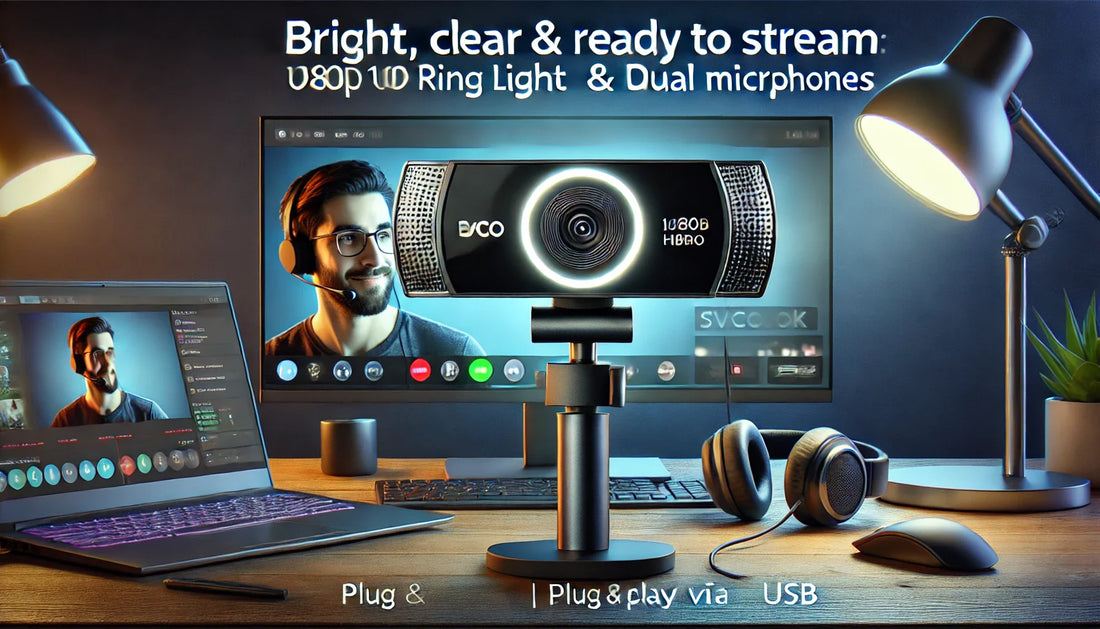Bright, Clear & Ready to Stream: Svcouok 1080P USB Camera with Ring Light & Dual Microphones