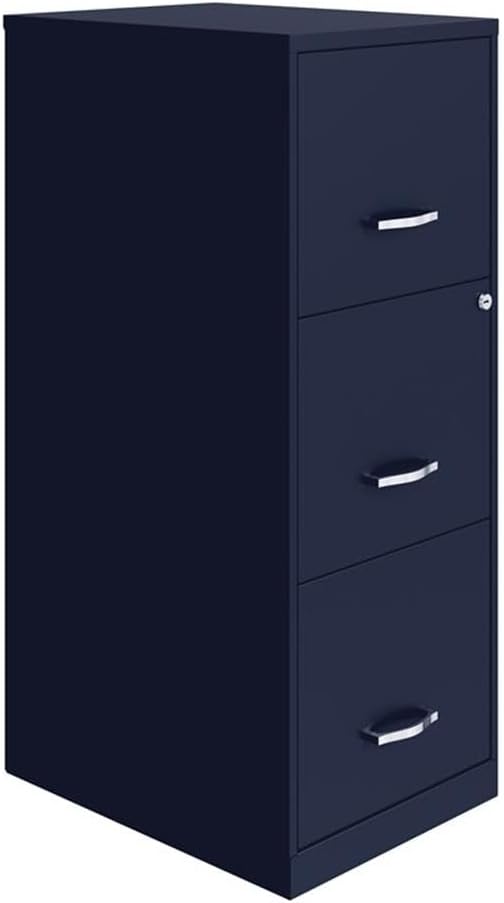 Pemberly Row 3 Drawer Metal Vertical File Cabinet with Lock in Navy