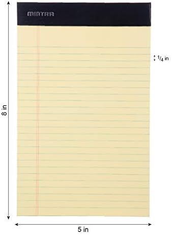 Mintra Office Legal Pads, ((xBasic, 5in x 8in, Narrow (Canary), 36pk (6-6pks))