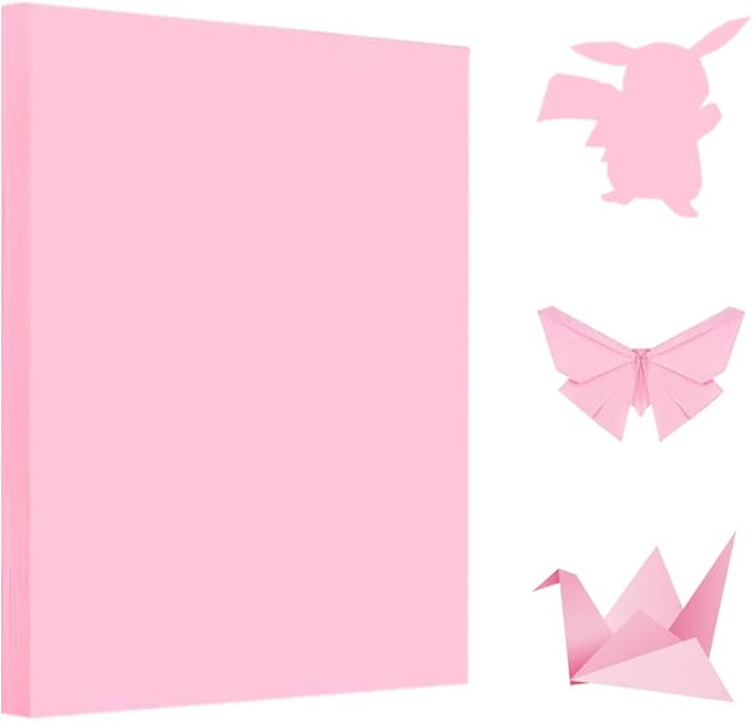A4 Origami Paper Pink 100 Sheets, 8.27×11.7 inch Double Sided Color Easy Fold Big Origami Paper A4 Colored Copy Papers Thin 70gsm for Beginners, DIY handwork Art and Craft Projects (210 x 297 mm)