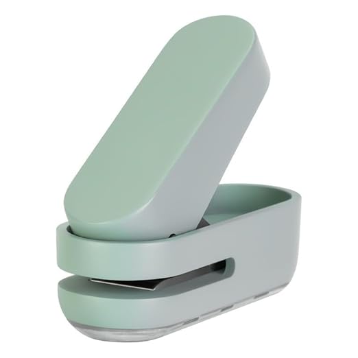 Knamoda Mini Small Hole Puncher Green Color, 10 Sheet Paper Hole Puncher Capacity Single Hole Puncher for Office Use Or Gift for Students (Green)