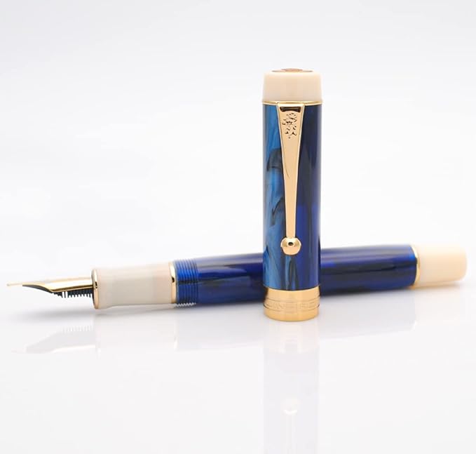 JINHAO 100 Fountain Pen with Ink Converter (Medium Nib 0.7mm, Galaxy Blue-B)