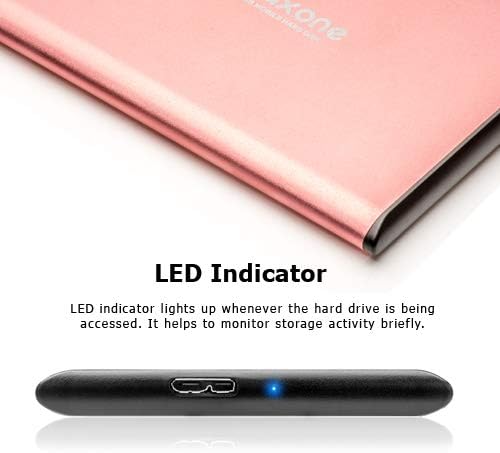 Maxone 1TB Ultra Slim Portable External Hard Drive HDD USB 3.0 Compatible with PC, Laptop, Rose Pink