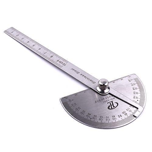 Atoplee Stainless Steel Protractor 0-180° Round Head Protractor - Angle Finder Craftsman Ruler Machinist Tool Ruler Adjustable Woodworking Angle Measure Tool