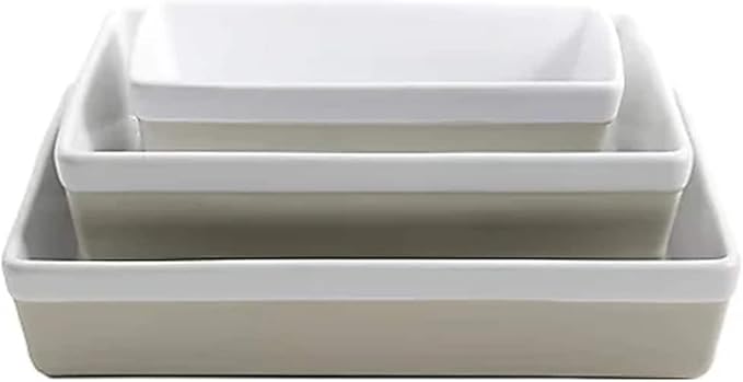 MARTHA STEWART 3 Piece Oven to Table Stoneware Bakeware, Baking Dish & Casserole Set- Grey