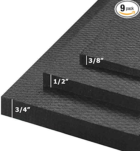 American Floor Mats - Heavy Duty Stall Tiles - Stable/Horse Tiles - Thick, Durable Rubber Flooring Solid Black 6' x 6' Set of 3/8" Thick - 2' x 2' Tiles (9 Tiles Total)