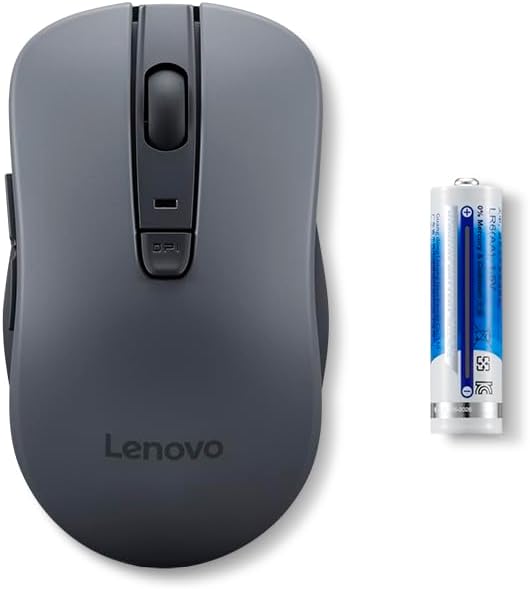 Lenovo WL310 Bluetooth Silent Mouse, Ergonomic, Adjustable DPI, Silent Clicks, Bluetooth 5.0, Portable for Windows, Mac, and Chromebook, Grey