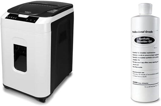 Aurora Paper Shredder Bundle with Synthetic Shredder Oil (16 oz.)