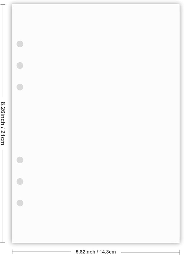 (5-Pack) A5 Blank Paper, Refills for Filofax Planner, Organizer, Binders, 6 Hole Punched, Total 500 Sheets/1000 Pages, 100gsm, White, 5.8 x 8.2 Inch, 6 Hole Filler Paper