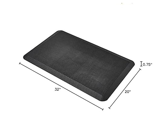 Amazon Basics 3/4" Rectangular Durable Anti-Fatigue Ergo Comfort Standing Mat, 32x20, Black (Previously AmazonCommercial brand)