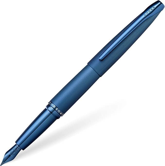 Cross ATX Refillable Fountain Presented in a Luxury Gift Box - Medium Point, Black Ink, Sandblasted Dark Blue