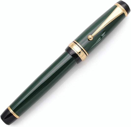 Metal Big Fountain Pen Set Medium Nib 0.7mm, Includes Ink Refill Converter, 5 Ink Cartridges & Gift Box (Medium Nib 0.7mm, Green)