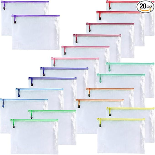 Mesh Zipper Pouch Bags, Zipper Bags for Organizing Storage, Waterproof Zipper Pouches, Letter Size, File Bags for School, Toys, Puzzle, Board Games and Office Supplies (Color, 4"x 6")