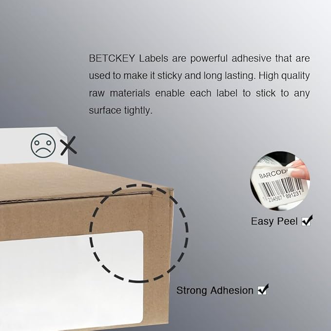 BETCKEY - 4" x 1" (102 mm x 25 mm) Multipurpose Labels Compatible with Zebra & Rollo Label Printer,Premium Adhesive & Perforated [20 Rolls, 27500 Labels]