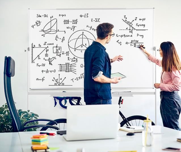 FORTUNO Large Magnetic Mobile Whiteboard 72"x48", Rolling Double Sided Stand Whiteboard on Wheels, Reversible Adjustable Height/Angle Dry Erase Board 6' x 4' Easel White Board for Office Classroom