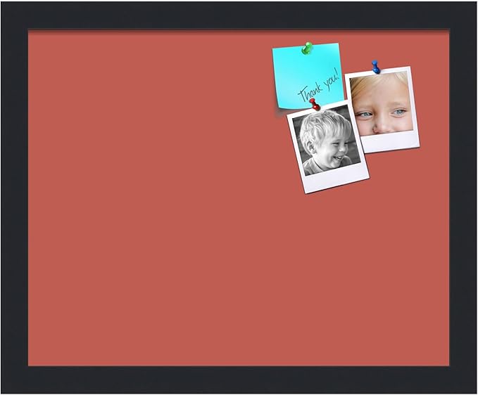 PinPix 15x12 Inch Cork Bulletin Board. This Decorative Framed Pin Board Comes with Crimson Pastel Design and a Satin Black Frame. Ideal for Home Office Decor or Message Board (PinPix-1807)