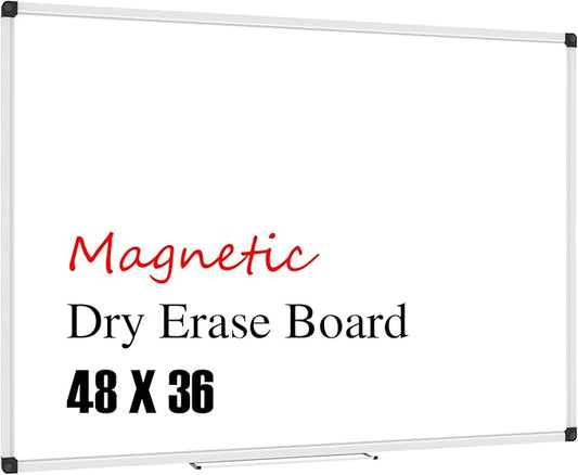 XBoard Magnetic Whiteboard 48 x 36, White Board 4 x 3, Dry Erase Board with Detachable Marker Tray