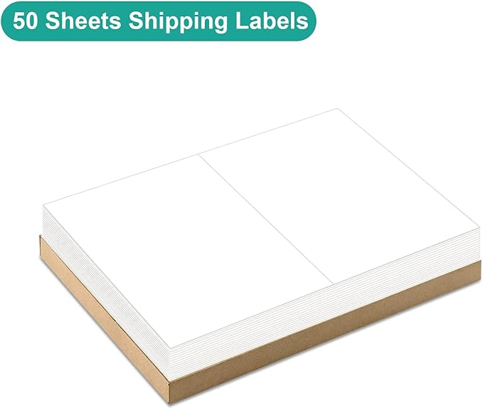 MFLABEL Half Sheet Label Laser/Ink Jet Shipping Label 8.5 x 11 Inches Packaging Labels, Address Labels for Laser & Inkjet Printers, 1200 Count(600 Sheets)