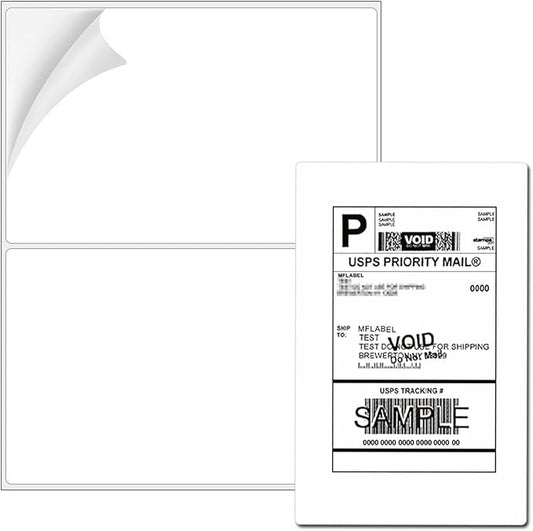 Coopaty Half Sheet Shipping Labels 8.5" x 5.5" Sticker Labels for Laser & Ink Jet Printers, 2 Per Page Self Adhesive Mailing Labels for Packages (500 Labels)