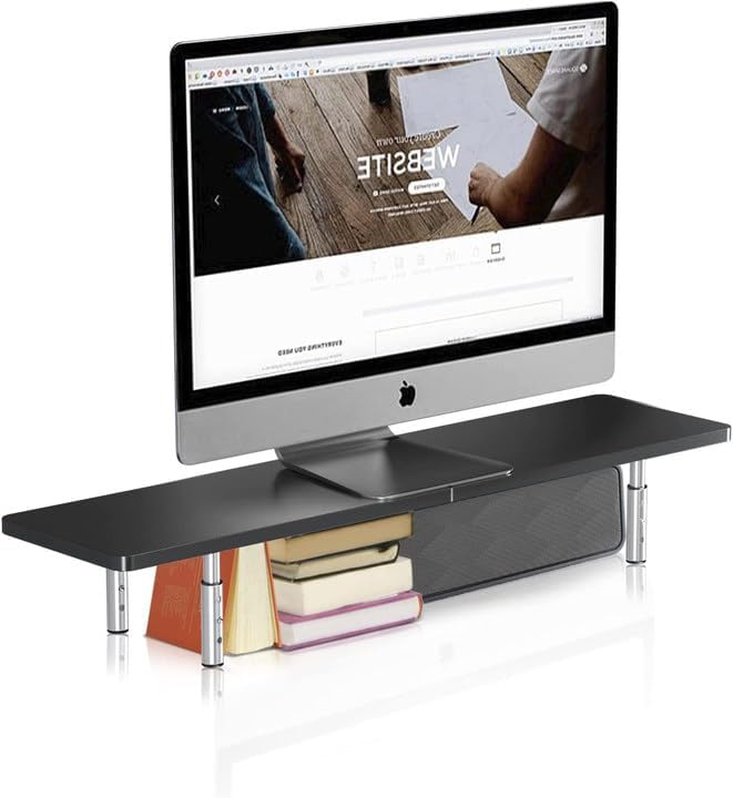 suptek Dual Monitor Stand Riser,Large Monitor Laptop Stand Riser 3 Adjustable Heights Computer Stand for Laptop, Printer, Notebook(MST016L)