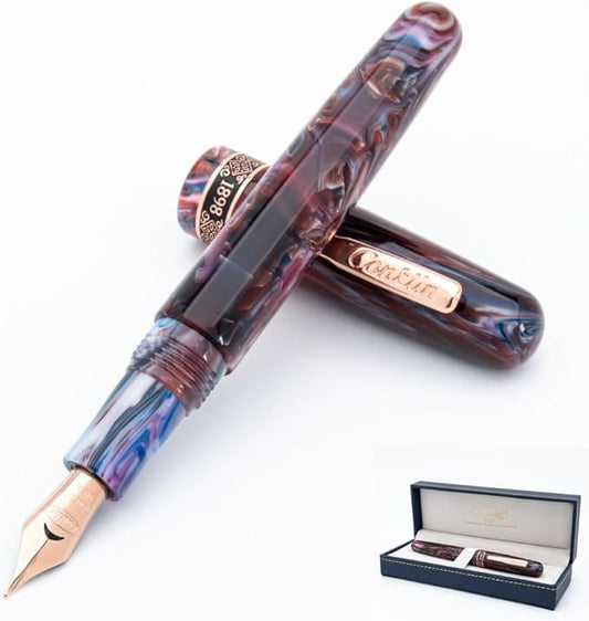 Conklin 1898 Fountain Pen, Misto Purple - Extra Fine Nib | Luxury Writing Instrument with Unique Resin Blend | JoWo Stainless Steel Nib Made in Germany | Ideal for Pen Enthusiasts