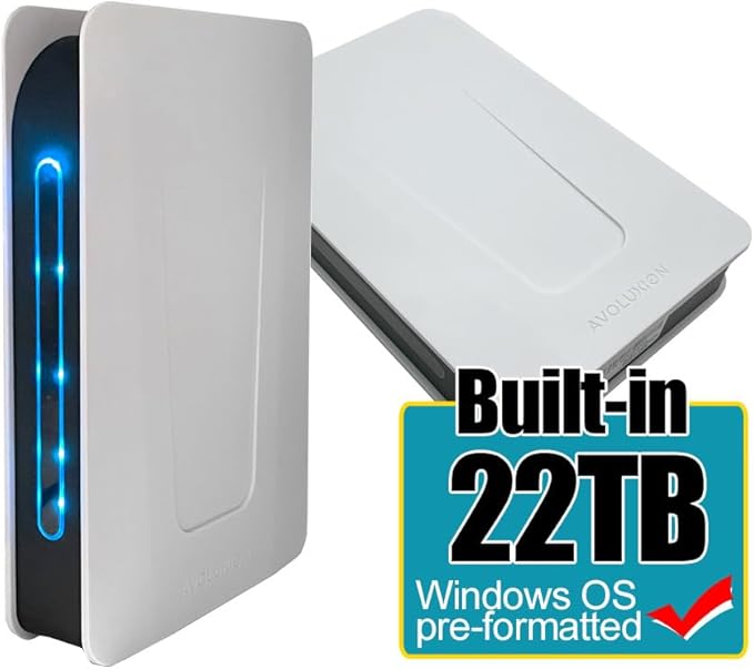 Avolusion PRO-T5 Series USB 3.0 External Hard Drive for WindowsOS Desktop PC/Laptop (White) - 2 Year Warranty (22TB) (Renewed)