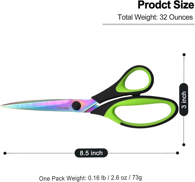 8.5" Scissors Bulk Set of 12-Pack, Sharp Scissors all Purpose Heavy Duty, Non-Stick and Titanium Coating Blade, Multipurpose Shears for Office Home School Sewing Fabric DIY Craft Supplies
