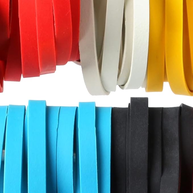 ﻿AMUU Rubber Bands Trash Can rubber bands 50 Pack 8inch Big Large Garbage Can Rubber Bands Elastic Rubber Bands for Office Supplies File Folders Box Books gifts Notebook 5 Colors