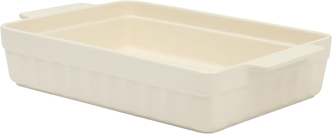 Martha Stewart Broadbrook Ceramic Bakeware, 13x9 Inch Rectangular Baking Dish with Handles, Cream Glazed Stoneware for Casseroles, Lasagna, Roasts & Desserts, Oven & Dishwasher Safe