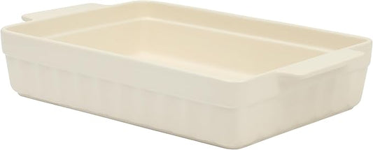 Martha Stewart Broadbrook Ceramic Bakeware, 13x9 Inch Rectangular Baking Dish with Handles, Cream Glazed Stoneware for Casseroles, Lasagna, Roasts & Desserts, Oven & Dishwasher Safe
