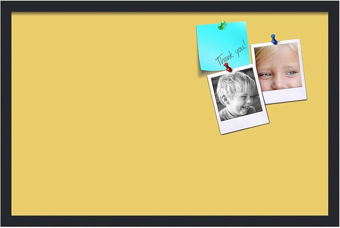 PinPix 28x18 Inch Cork Bulletin Board. This Decorative Framed Pin Board Comes with Honey Pastel Design and a Satin Black Frame. Ideal for Home Office Decor or Message Board (PinPix-1810)