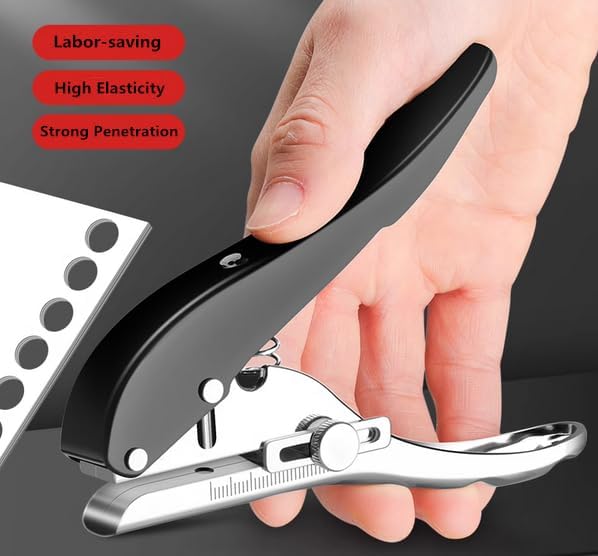Single Hole Punch Heavy Duty Hole Puncher Single Handheld Paper Punch Small Hole Puncher One Hole Punch for Crafts Paper Cards Tags Scrapbook Plastic Cardboard-3/8 inch-10mm,Black