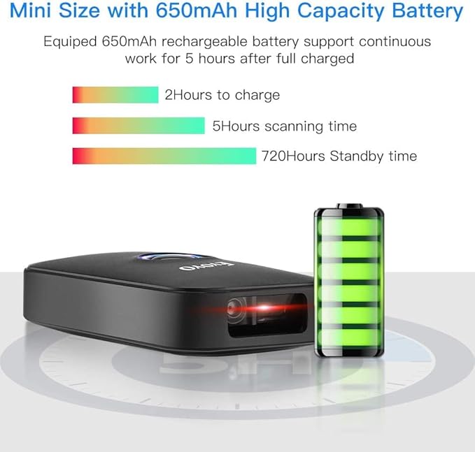 Eyoyo Wireless 1D CCD Barcode Scanner Bluetooth, 2.4G Wireless & Wired 3-in-1 Bar Code Scanner Portable USB 1D ISBN Book Reader, Compatible with Tablet iPhone iPad Android Windows Mac OS